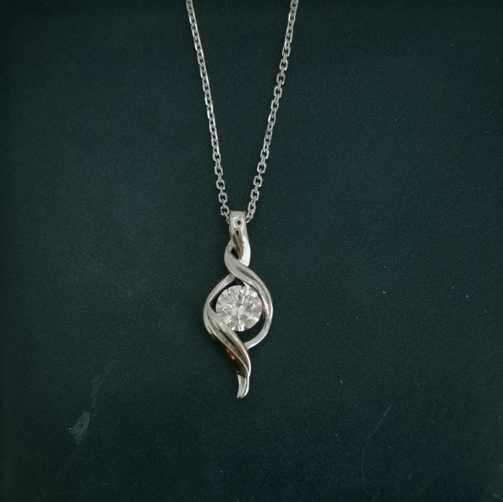 Sterling Silver CZ Pendant Necklace